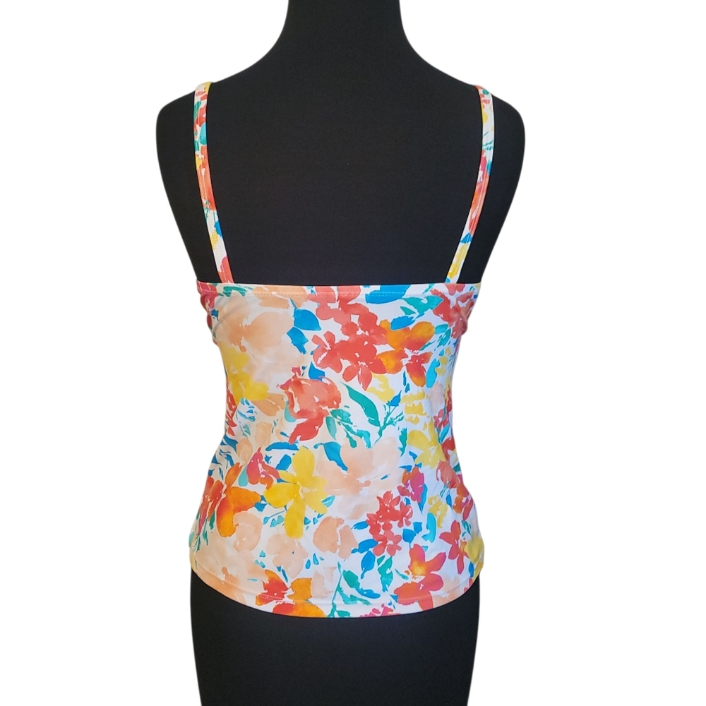 EUC Ellen Tracy High Neck Keyhole Floral Tankini Top, Size 8 - Picture 5 of 6